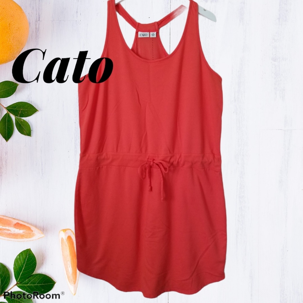 Cato  Coral Racerback Summer Dress With Front Tie Size XL